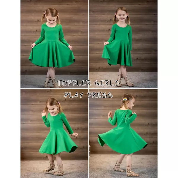 Arshiner Girls Long Sleeve Stretchy Dress A line Twirly Skater School Party Dress