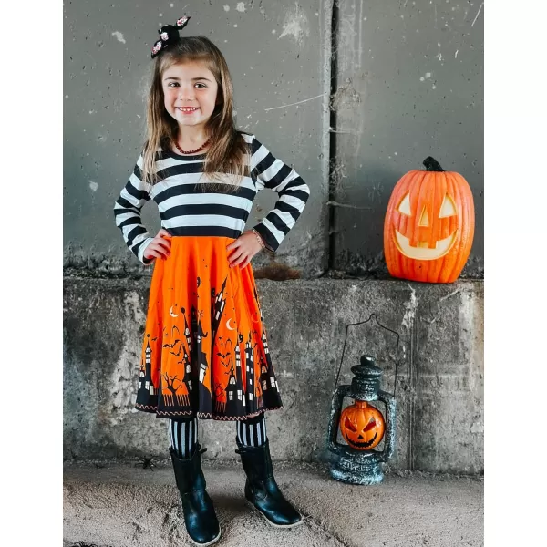 Arshiner Girls Long Sleeve Stretchy Dress A line Twirly Skater School Party Dress