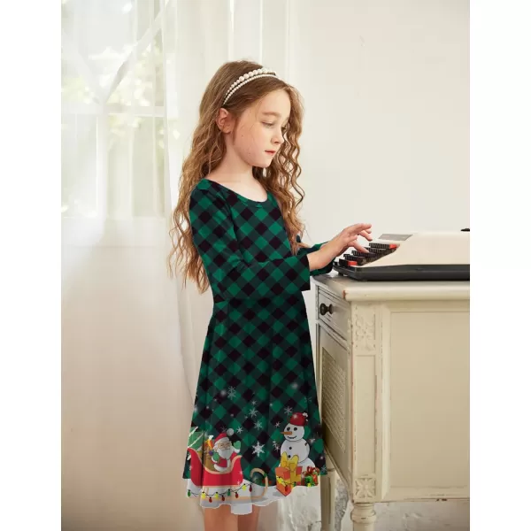 Arshiner Girls Long Sleeve Stretchy Dress A line Twirly Skater School Party Dress