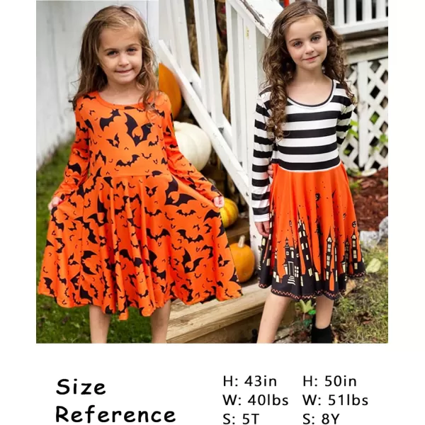 Arshiner Girls Long Sleeve Stretchy Dress A line Twirly Skater School Party Dress