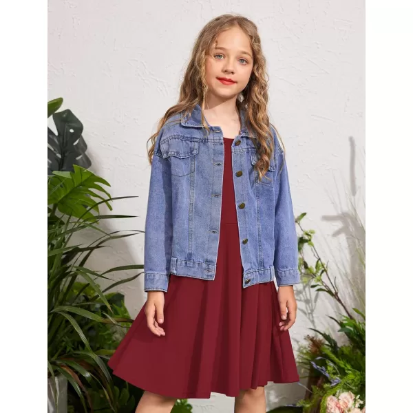 Arshiner Girls Long Sleeve Stretchy Dress A line Twirly Skater School Party Dress
