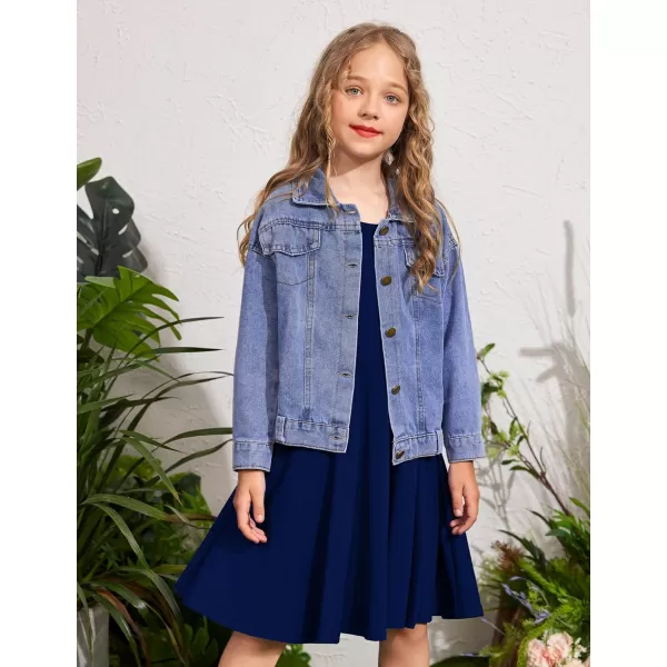 Arshiner Girls Long Sleeve Stretchy Dress A line Twirly Skater School Party Dress