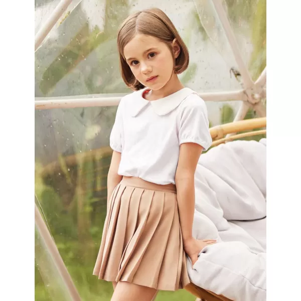 Arshiner Girls Long/Short Sleeve Tops Basic Peter Pan Collar T-Shirts Soft Blouses Tees