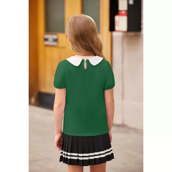 Arshiner Girls Long/Short Sleeve Tops Basic Peter Pan Collar T-Shirts Soft Blouses Tees