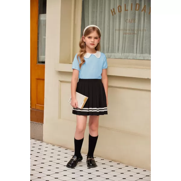 Arshiner Girls Long/Short Sleeve Tops Basic Peter Pan Collar T-Shirts Soft Blouses Tees