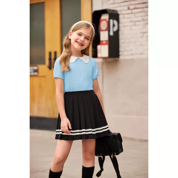 Arshiner Girls Long/Short Sleeve Tops Basic Peter Pan Collar T-Shirts Soft Blouses Tees