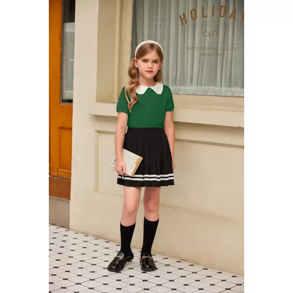 Arshiner Girls Long/Short Sleeve Tops Basic Peter Pan Collar T-Shirts Soft Blouses Tees