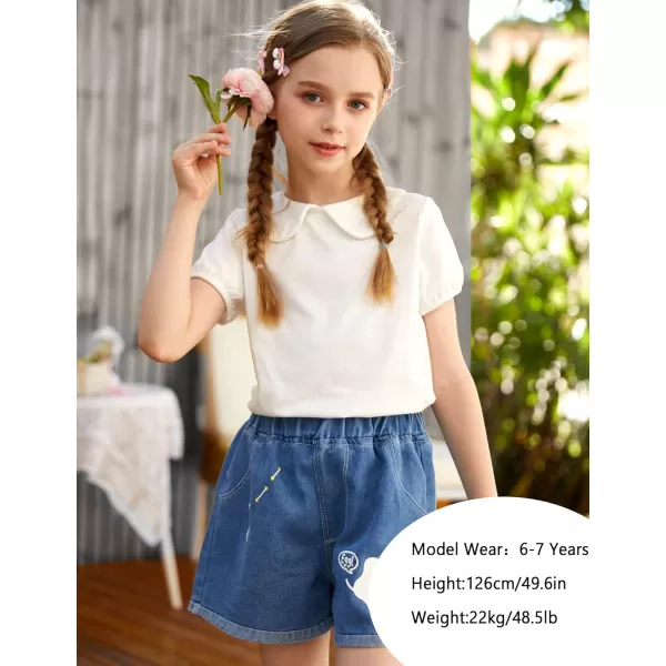 Arshiner Girls Long/Short Sleeve Tops Basic Peter Pan Collar T-Shirts Soft Blouses Tees