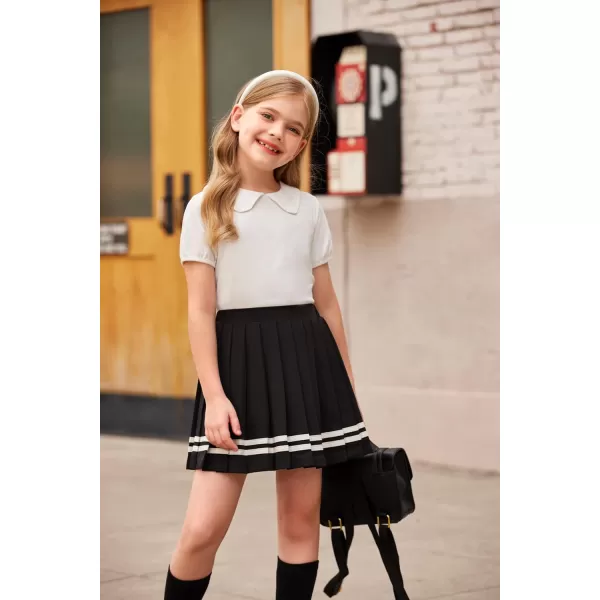 Arshiner Girls Long/Short Sleeve Tops Basic Peter Pan Collar T-Shirts Soft Blouses Tees