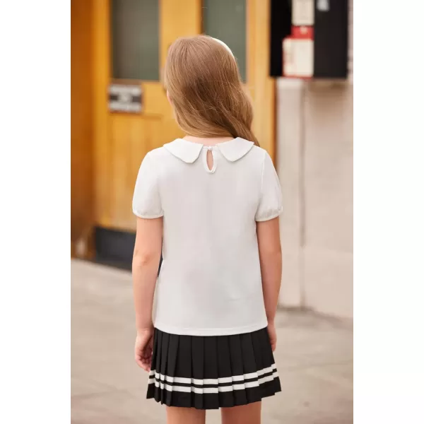 Arshiner Girls Long/Short Sleeve Tops Basic Peter Pan Collar T-Shirts Soft Blouses Tees