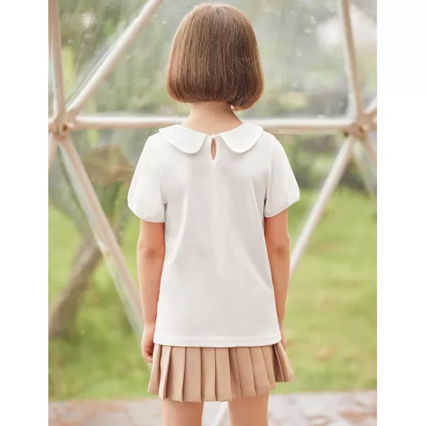 Arshiner Girls Long/Short Sleeve Tops Basic Peter Pan Collar T-Shirts Soft Blouses Tees