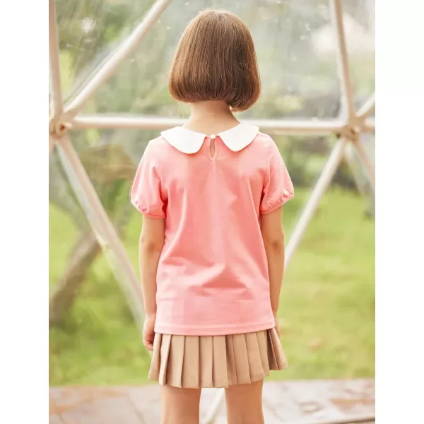 Arshiner Girls Long/Short Sleeve Tops Basic Peter Pan Collar T-Shirts Soft Blouses Tees