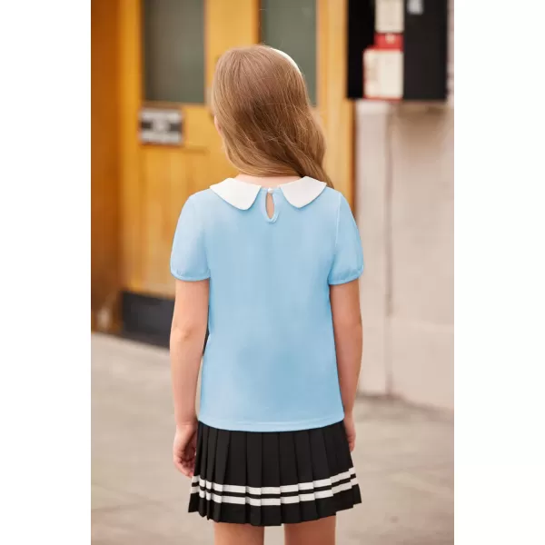 Arshiner Girls Long/Short Sleeve Tops Basic Peter Pan Collar T-Shirts Soft Blouses Tees