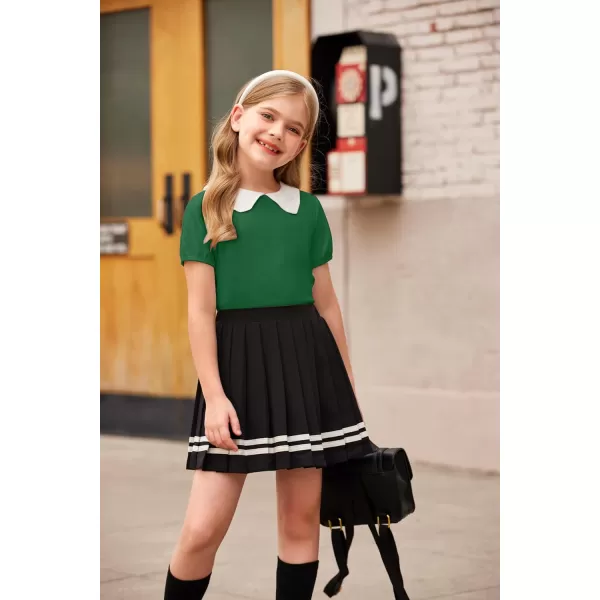 Arshiner Girls Long/Short Sleeve Tops Basic Peter Pan Collar T-Shirts Soft Blouses Tees