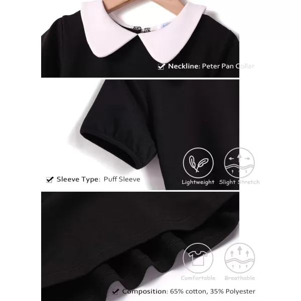 Arshiner Girls Long/Short Sleeve Tops Basic Peter Pan Collar T-Shirts Soft Blouses Tees