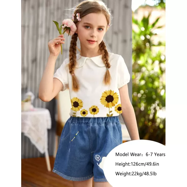 Arshiner Girls Long/Short Sleeve Tops Basic Peter Pan Collar T-Shirts Soft Blouses Tees