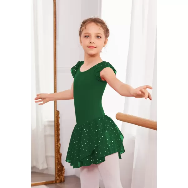 Arshiner Girls Ruffle Sleeve Ballet Dance Dress Tutu Skirted Leotard