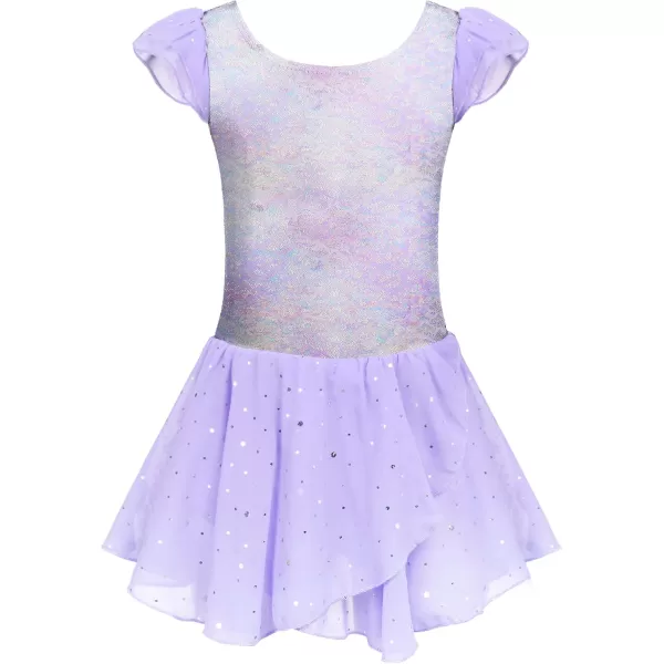 Arshiner Girls Ruffle Sleeve Ballet Dance Dress Tutu Skirted Leotard