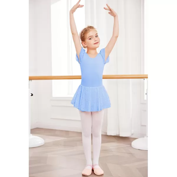 Arshiner Girls Ruffle Sleeve Ballet Dance Dress Tutu Skirted Leotard