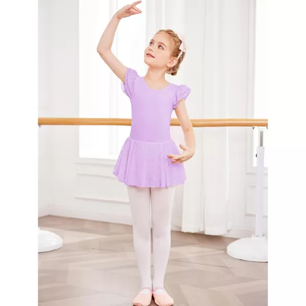 Arshiner Girls Ruffle Sleeve Ballet Dance Dress Tutu Skirted Leotard