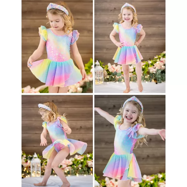 Arshiner Girls Ruffle Sleeve Ballet Dance Dress Tutu Skirted Leotard