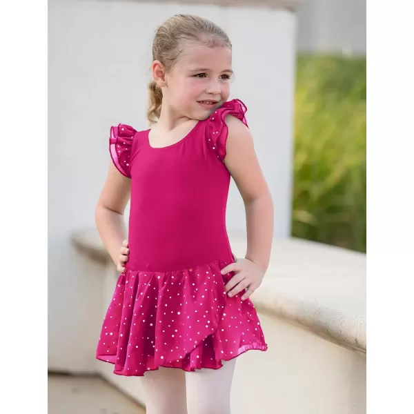 Arshiner Girls Ruffle Sleeve Ballet Dance Dress Tutu Skirted Leotard