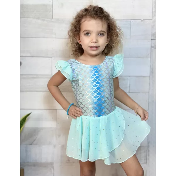 Arshiner Girls Ruffle Sleeve Ballet Dance Dress Tutu Skirted Leotard