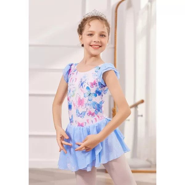Arshiner Girls Ruffle Sleeve Ballet Dance Dress Tutu Skirted Leotard