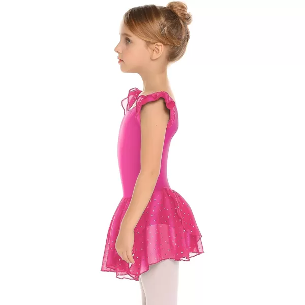 Arshiner Girls Ruffle Sleeve Ballet Dance Dress Tutu Skirted Leotard