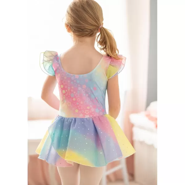 Arshiner Girls Ruffle Sleeve Ballet Dance Dress Tutu Skirted Leotard