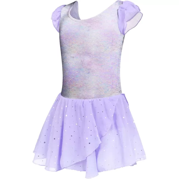 Arshiner Girls Ruffle Sleeve Ballet Dance Dress Tutu Skirted Leotard