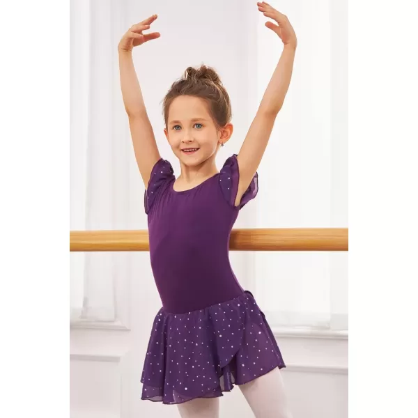 Arshiner Girls Ruffle Sleeve Ballet Dance Dress Tutu Skirted Leotard