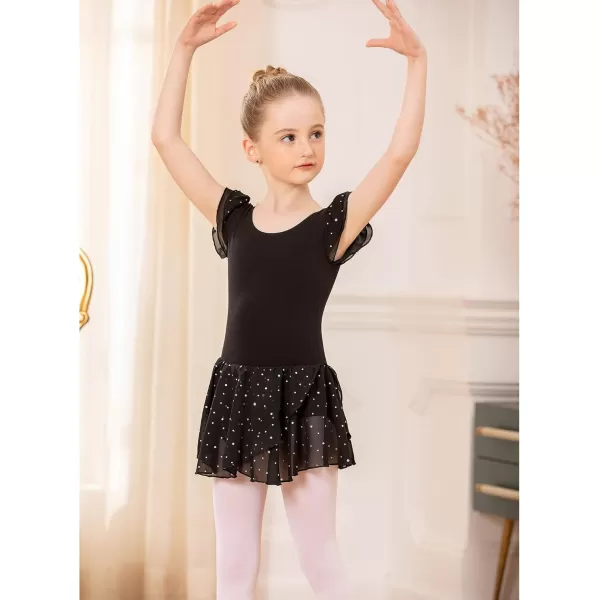 Arshiner Girls Ruffle Sleeve Ballet Dance Dress Tutu Skirted Leotard