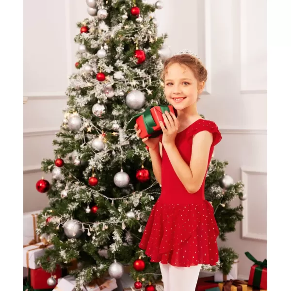 Arshiner Girls Ruffle Sleeve Ballet Dance Dress Tutu Skirted Leotard