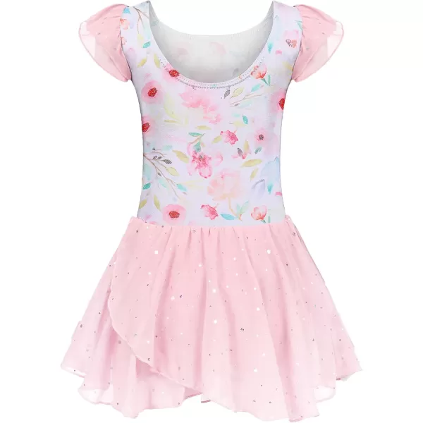 Arshiner Girls Ruffle Sleeve Ballet Dance Dress Tutu Skirted Leotard