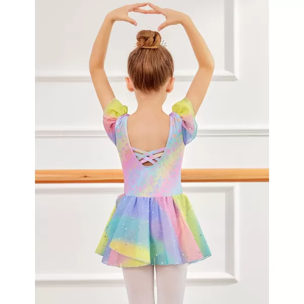 Arshiner Girls Ruffle Sleeve Ballet Dance Dress Tutu Skirted Leotard