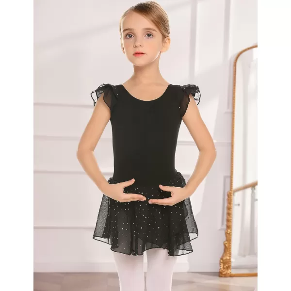 Arshiner Girls Ruffle Sleeve Ballet Dance Dress Tutu Skirted Leotard