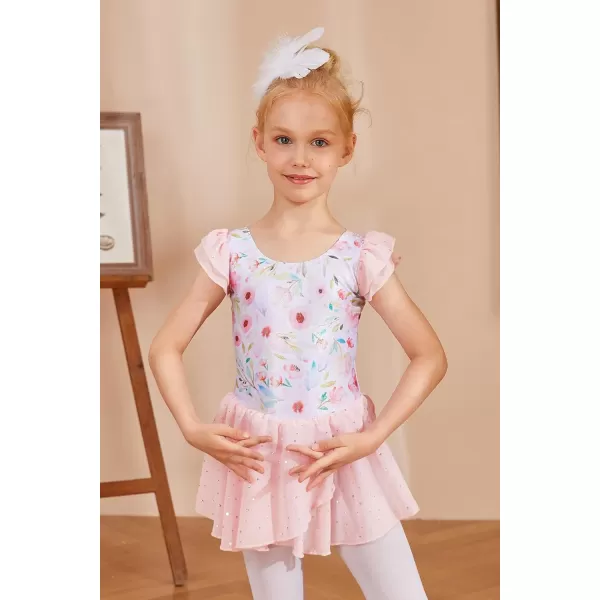 Arshiner Girls Ruffle Sleeve Ballet Dance Dress Tutu Skirted Leotard