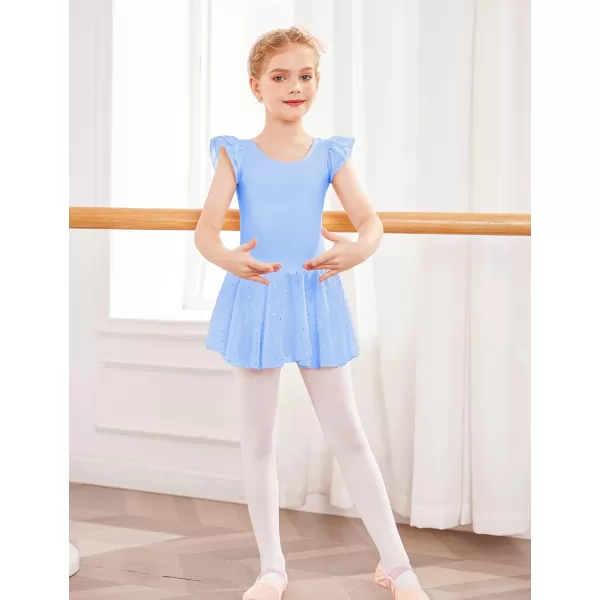 Arshiner Girls Ruffle Sleeve Ballet Dance Dress Tutu Skirted Leotard