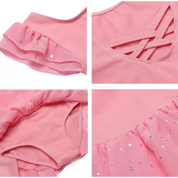 Arshiner Girls Ruffle Sleeve Ballet Dance Dress Tutu Skirted Leotard