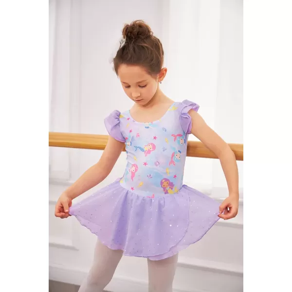 Arshiner Girls Ruffle Sleeve Ballet Dance Dress Tutu Skirted Leotard
