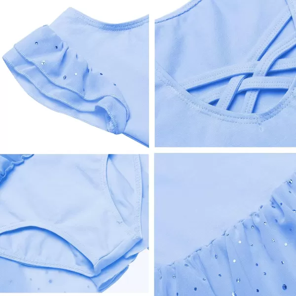 Arshiner Girls Ruffle Sleeve Ballet Dance Dress Tutu Skirted Leotard