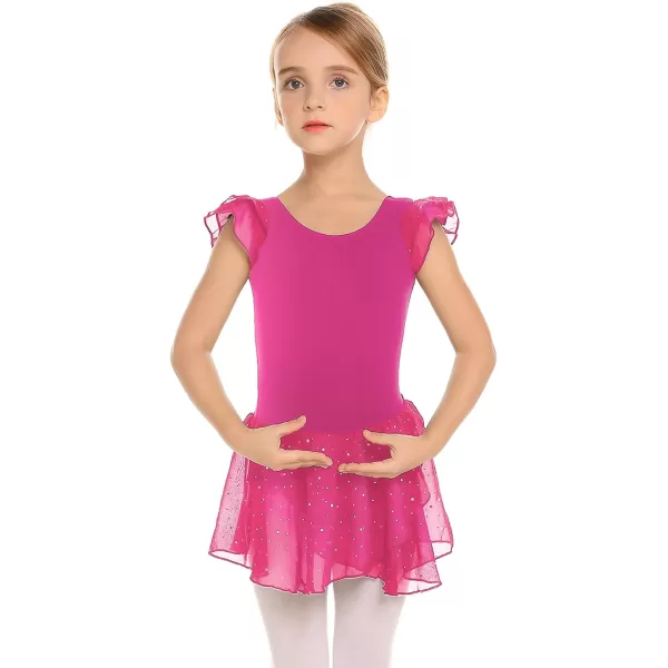 Arshiner Girls Ruffle Sleeve Ballet Dance Dress Tutu Skirted Leotard