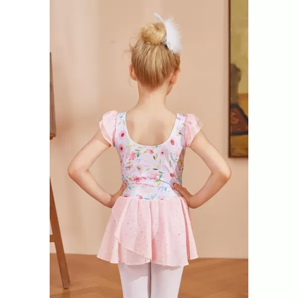 Arshiner Girls Ruffle Sleeve Ballet Dance Dress Tutu Skirted Leotard