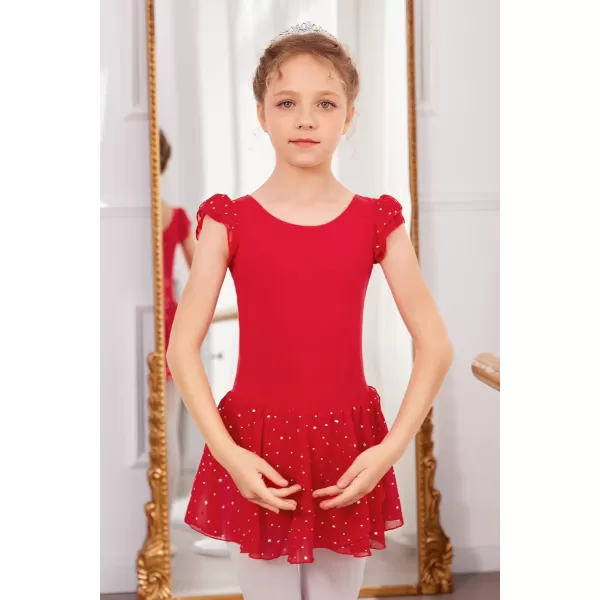 Arshiner Girls Ruffle Sleeve Ballet Dance Dress Tutu Skirted Leotard