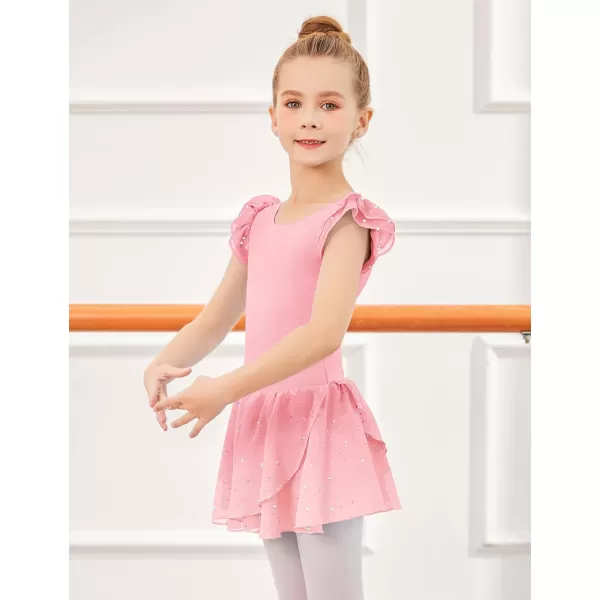Arshiner Girls Ruffle Sleeve Ballet Dance Dress Tutu Skirted Leotard