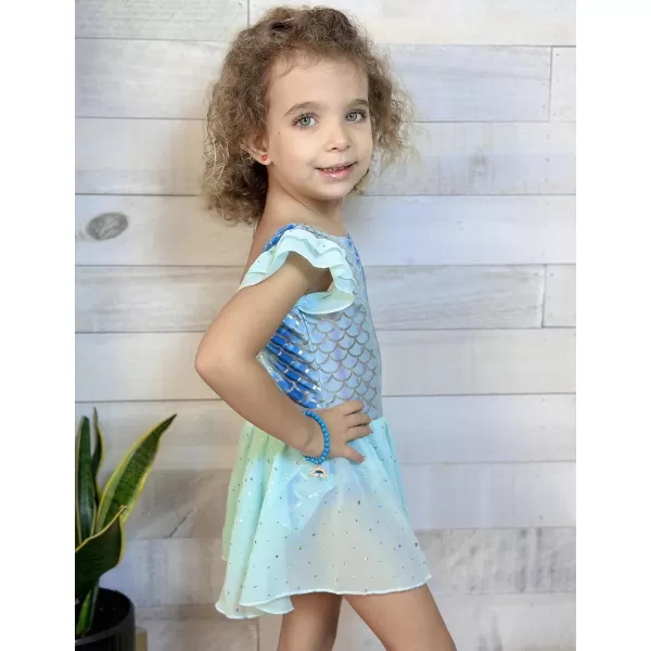 Arshiner Girls Ruffle Sleeve Ballet Dance Dress Tutu Skirted Leotard