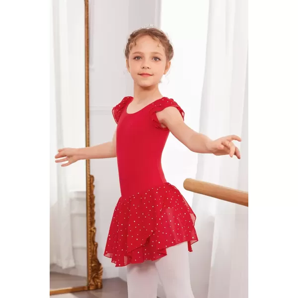 Arshiner Girls Ruffle Sleeve Ballet Dance Dress Tutu Skirted Leotard