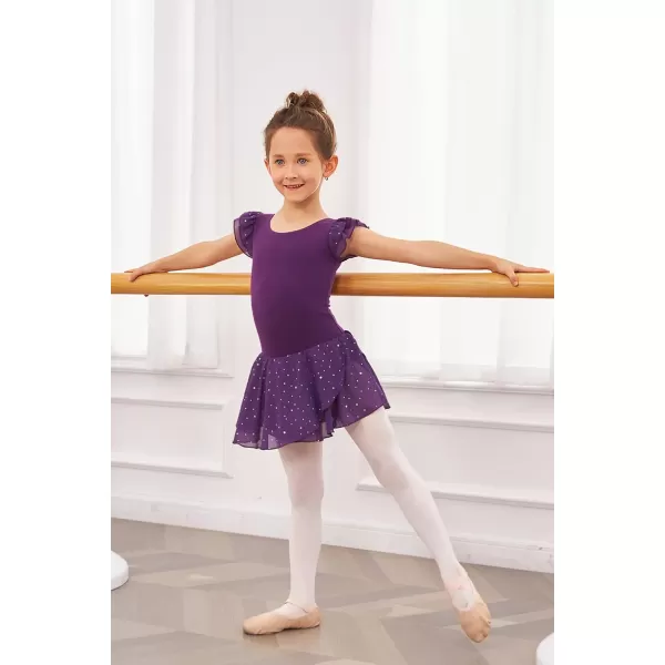 Arshiner Girls Ruffle Sleeve Ballet Dance Dress Tutu Skirted Leotard