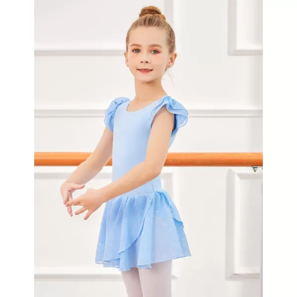 Arshiner Girls Ruffle Sleeve Ballet Dance Dress Tutu Skirted Leotard